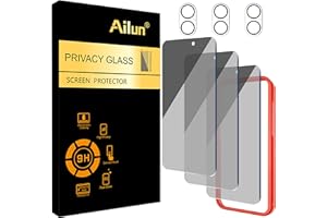 Ailun 3 Pack Privacy Screen Protector for iPhone 16 [6.1 inch] + 3 Pack Camera Lens Protector, Anti Spy Private Tempered Glas