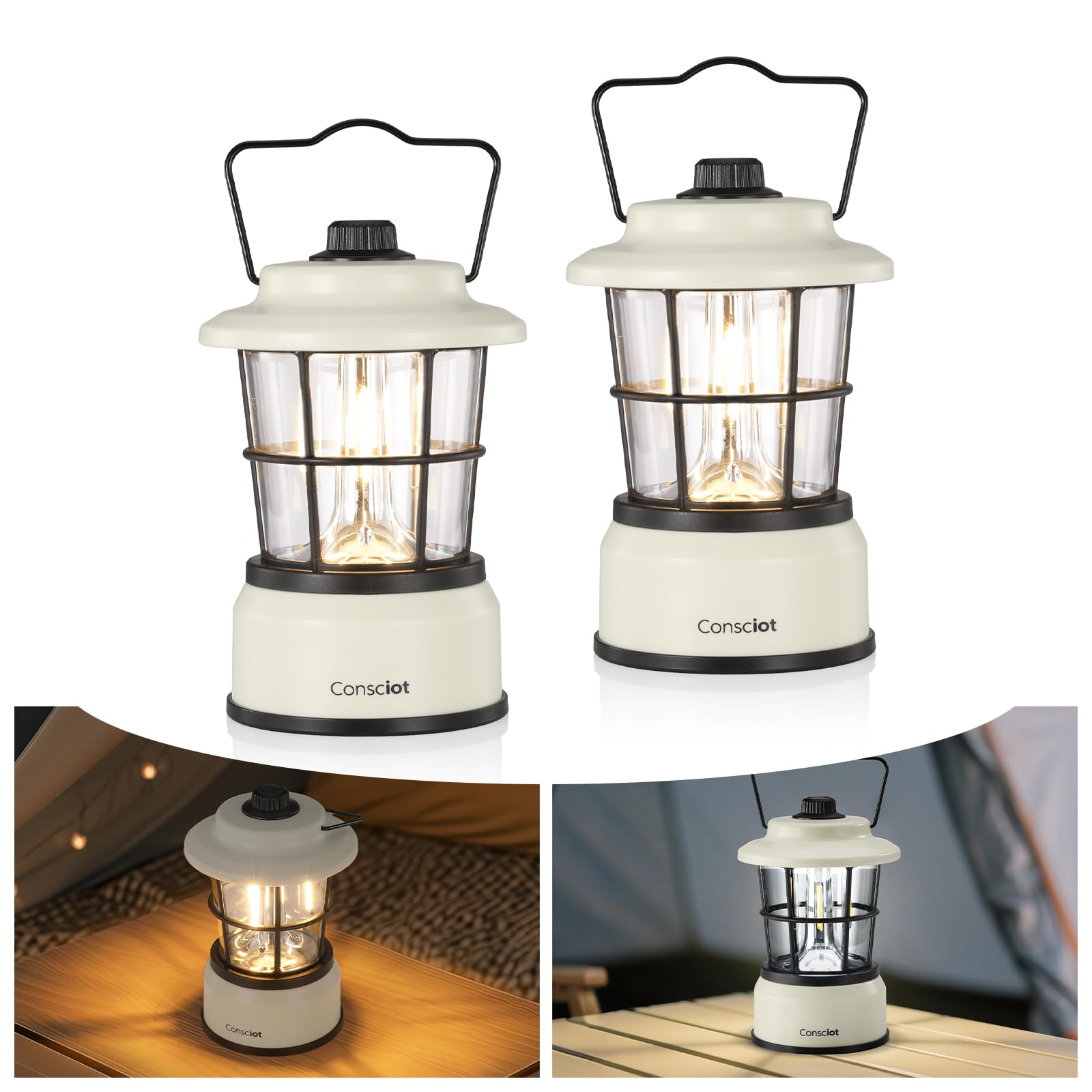 Photo 1 of Consciot CL1 Mini Dual Light Sources LED Lantern, Retro Style Battery Powered Lamp, Dimmable Warm White and Daylight Modes, Up to 200H Run Time, Portable Atmosphere Lights for Indoor & Outdoor Use