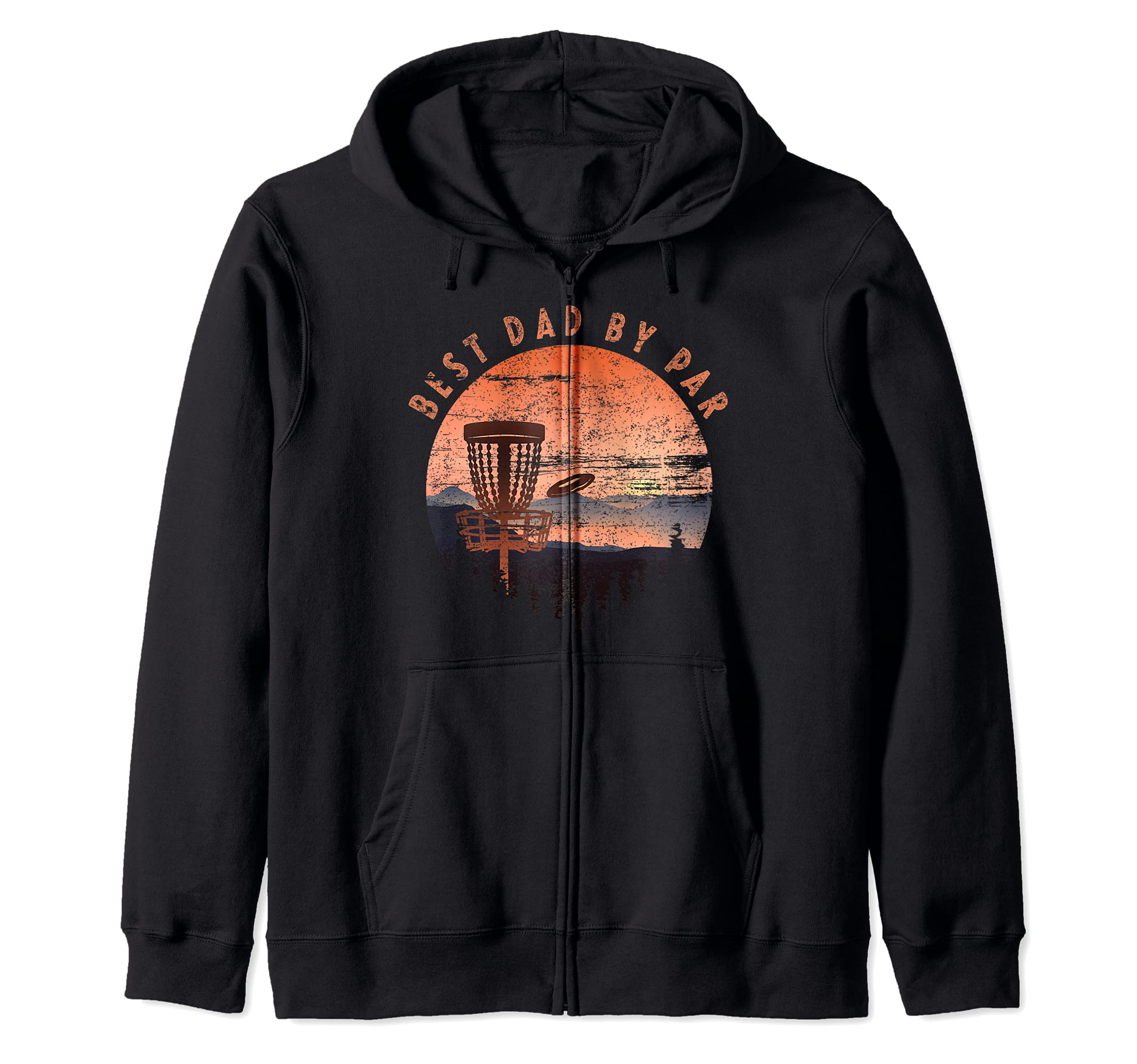 Disc Golf Frisbee Best Dad By Par Funny Vintage Retro Sport Zip Hoodie