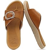 COFACE Womens Dressy Orthotic Slides Lightweight Yoga Mat Thick Cushion Recovery Walking Sandals Adjustable Slip On Slippers with Comfortable Plantar Fasciitis Arch Support