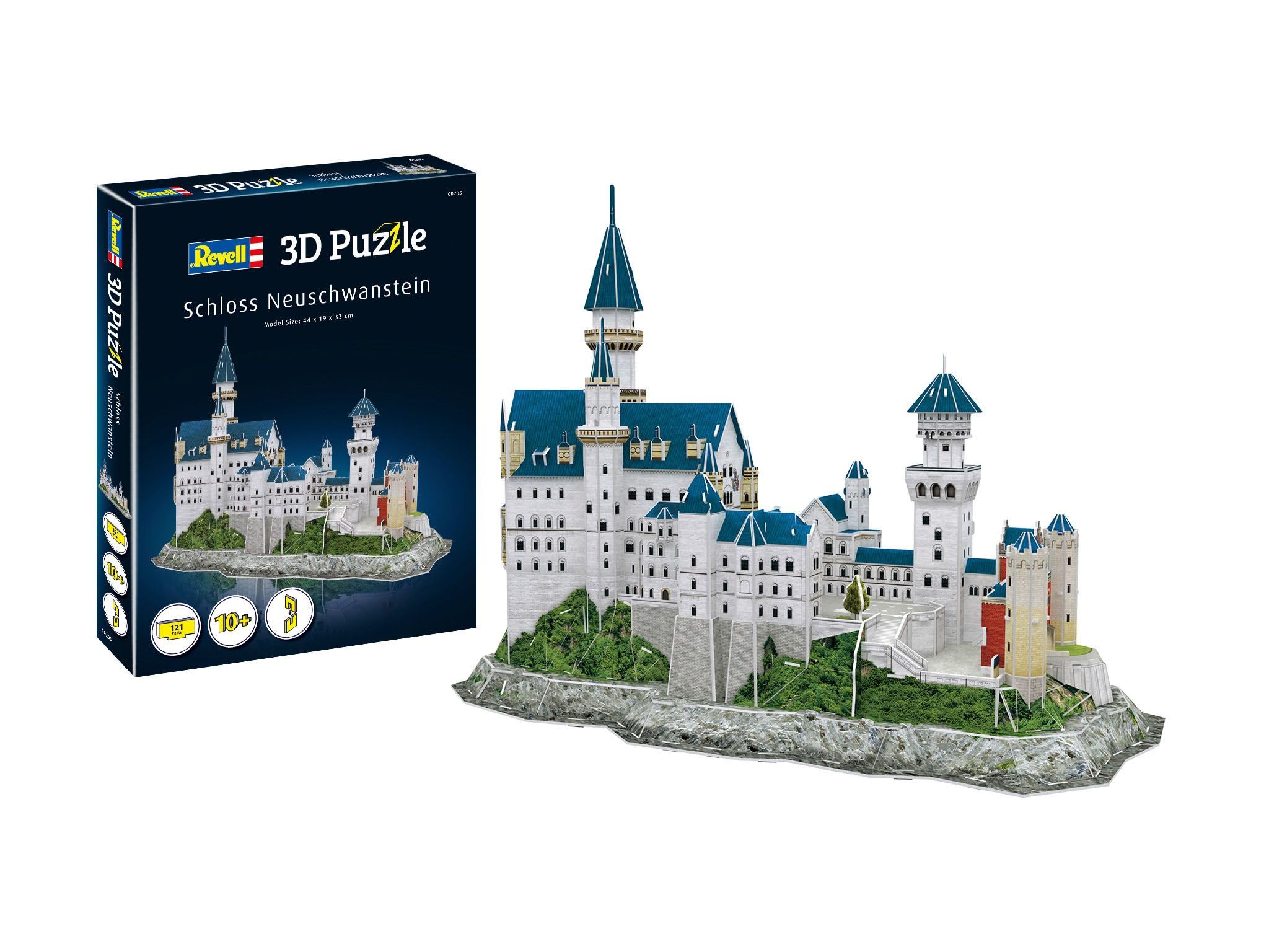 Revell 3D Puzzle 00205 Neuschwanstein Castle 121 Pieces, Highly Detailed, 44cm in length, Fun & Easy To Build