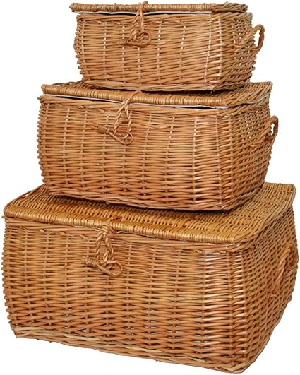 Amazon ポッテリとした カワイイ フタ 付き かご 収納 バスケット L M Sサイズ 3個セット メルカド かご収納雑貨の店 かご バスケット