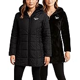 Reebok Womens Winter Jacket - Sherpa Fleece Lined Reversible Insulated Puffer Parka Winter Coats for Women with Faux Fur Hood