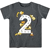 Lovekider 2-5 Years Birthday Boy Shirt Construction Party T-Shirts Excavator Cotton Short Sleeve Tee Dark Grey