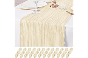LUMAYCENS 12 Pack Ivory Table Runner 10Ft Cheesecloth Table Runner Rustic Gauze Table Runners Romantic Long Cream Sheer Fabric Cheese Cloth Table Runners for Wedding Party Bridal Baby Shower