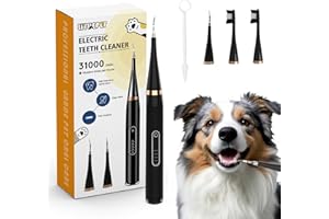 LITUEPET Dog Plaque and Tartar Remover - Dog Tooth Brushing Kit Electric Toothbrush for Dogs,5 Adjustable Mode& 3 Cleaning He