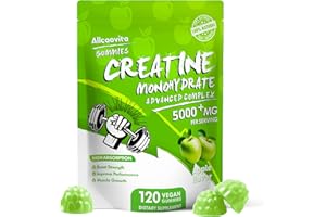 ALLCOOVITA Creatine Monohydrate Gummies Complex for Men & Women,5 Gram per Serving Electrolyte Creatine Gummy for Muscle Strength, Muscle Builder, Energy Boost, Pre-Workout Supplement-120 Apple Gummies