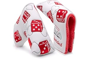 BAIRBRE Golf Club Covers Lucky 777 Blade Putter Headcover Golf Driver Covers Fairway Wood Headcover Hybrid Head Cover Blade Putter Cover Leather 3 Wood Headcovers Golf Headcovers for All Brand