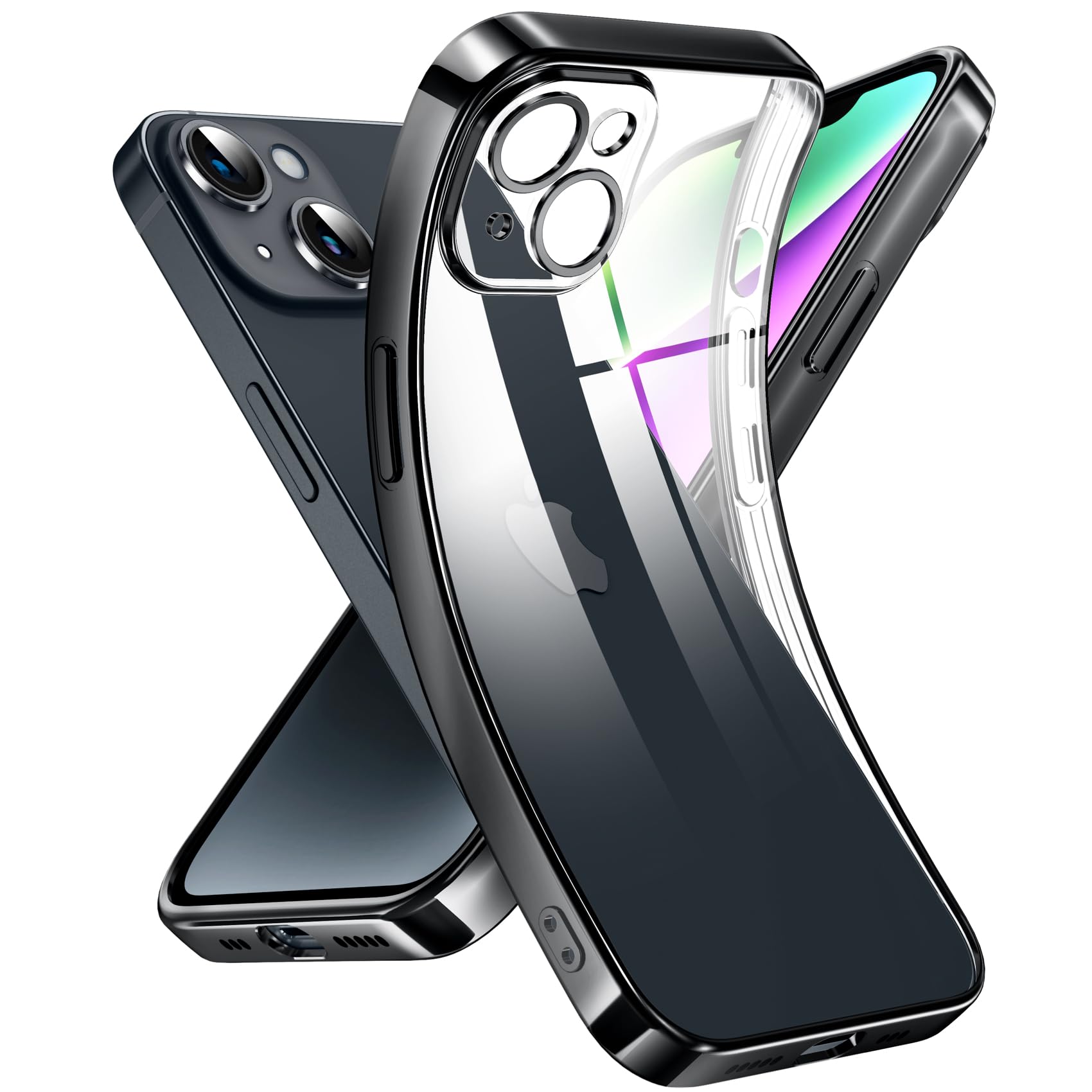 Supdeal Crystal Clear Case for iPhone 14, [Never Yellow] [Camera Protection], Thin Slim Fit Transparent Soft Silicone Phone Protective Case Cover, 6.1 Inch, Black — image 1