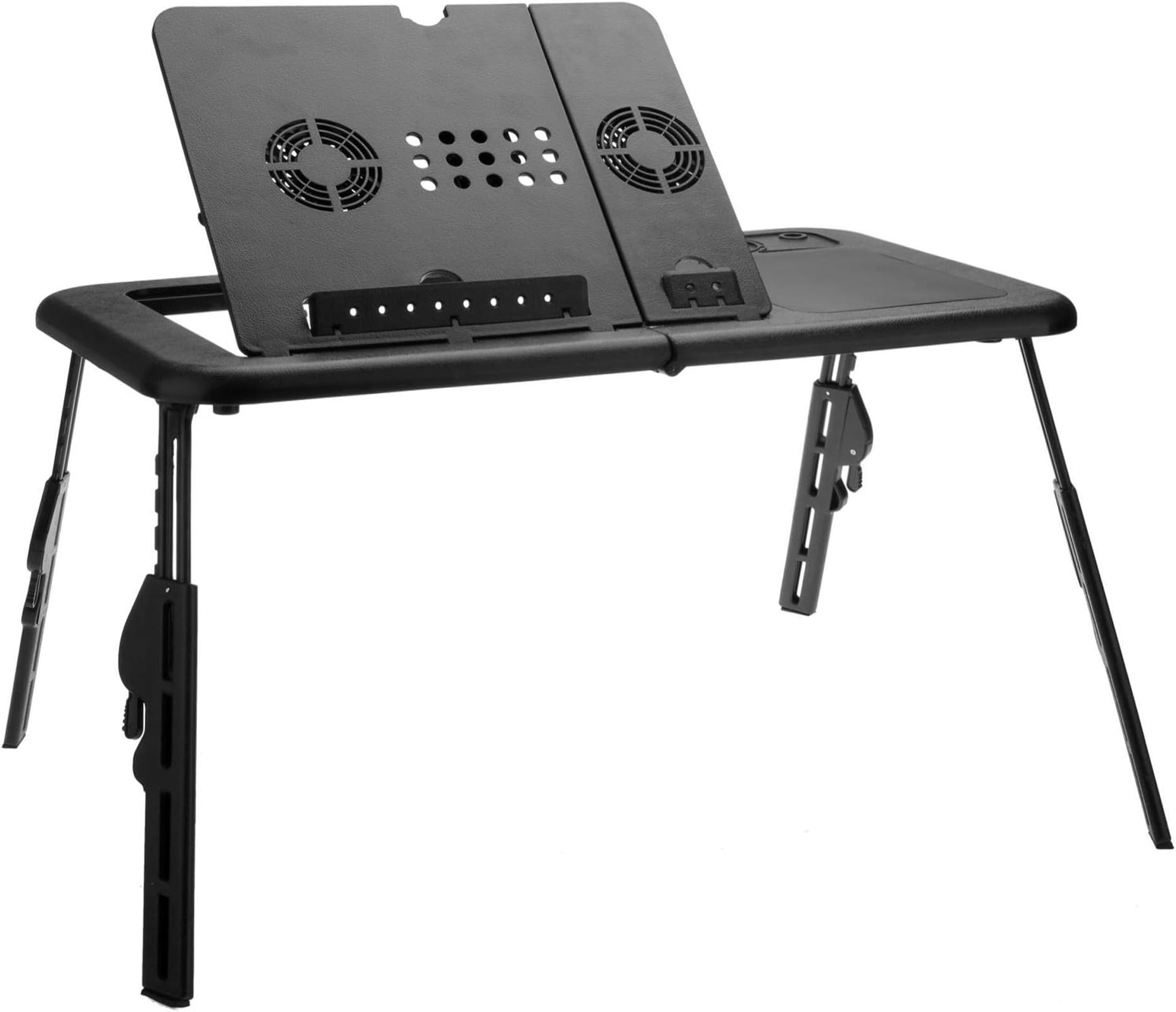 Chiak Portable Folding Bed Laptop Table with 2 Cooling Fans + Black Adjustable Lap desks