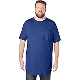 KingSize Men's Big & Tall Shrink-Less Lightweight Longer-Length Crewneck Pocket T-Shirt