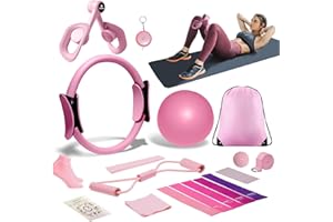 ZPAIO Home Pilates Kit for Women, Pilates Ring Set with Thigh Master, 5 level Resistance Bands, Yoga Ball & Muscle Massage Ball, 18 Pcs Pilates Essential Kit for Toning Fitness Workout Equipment at Home