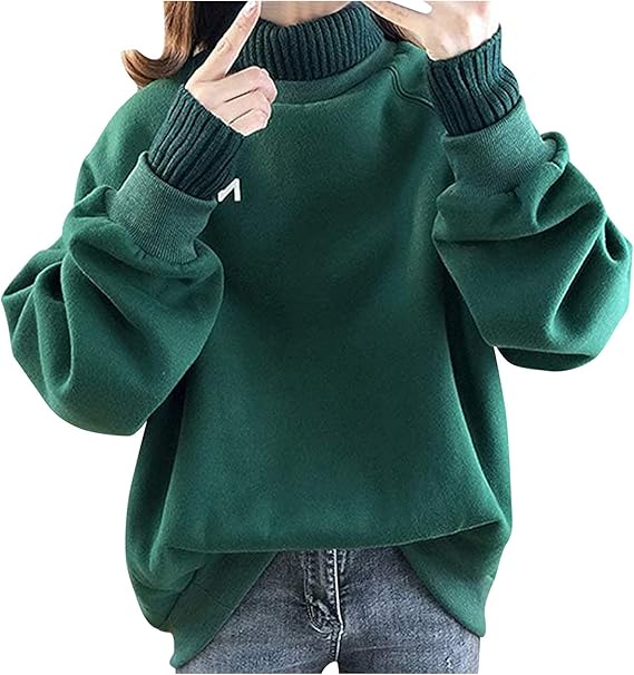 Amazon Chenyoulan パーカー レディース トップス 秋冬 長袖 ハイネック トレーナー 厚手 プルオーバー オーバーサイズ アウター 無地 大きいサイズ ゆったり あたたかい 韓国風 原宿風 シンプル おしゃれ 重ね着風 ゆる スウェット 可愛い トレーナー パーカー 通販