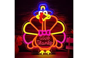 LULKOD Turkey Neon Sign Thanksgiving Neon Sign dimmable Neon Turkey Light Give Thanks Sign for Wall Decor Turkey Neon Window Light Up Sign for Bedroom Kids Room Living Room Thanksgiving Decor