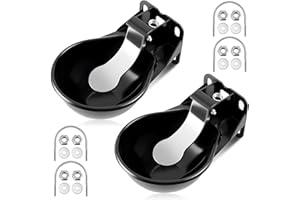 Mysora 2 Pcs 2.5 L/ 0.66 Gal Automatic Livestock Waterer, Heavy Cast Iron Push-Paddle Water Trough, Black Stainless Steel Livestock Water Bowl for Horse Cattle Goat Pig 11.8 x 9.06 x 3.94 Inch