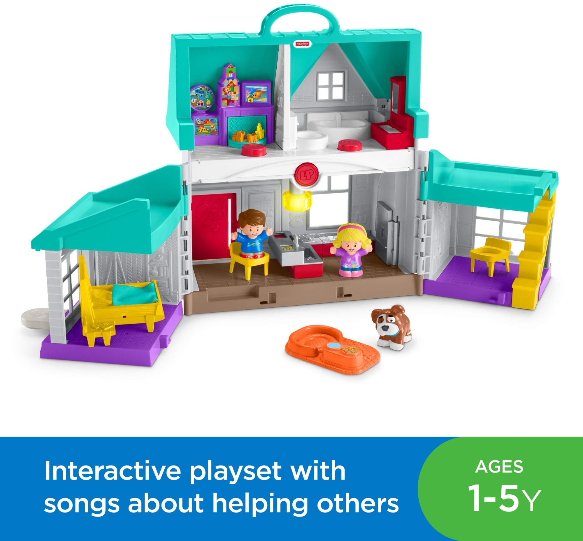 Fisher-Price Little People Toddler Toy Big Helpers Home Playset with Music Lights & Figures for Preschool Pretend Play Kids Ages 1+ Years