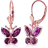 Galaxy Gold GG 14k Rose Gold Amethyst Butterfly Earrings