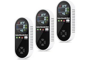 ARIKON 4-in-1 Combination Natural Gas Leak and Carbon Monoxide Detectors, Plug in CO Alarm with Temperature & Humidity LCD Display for Home and Travel (3 Packs)