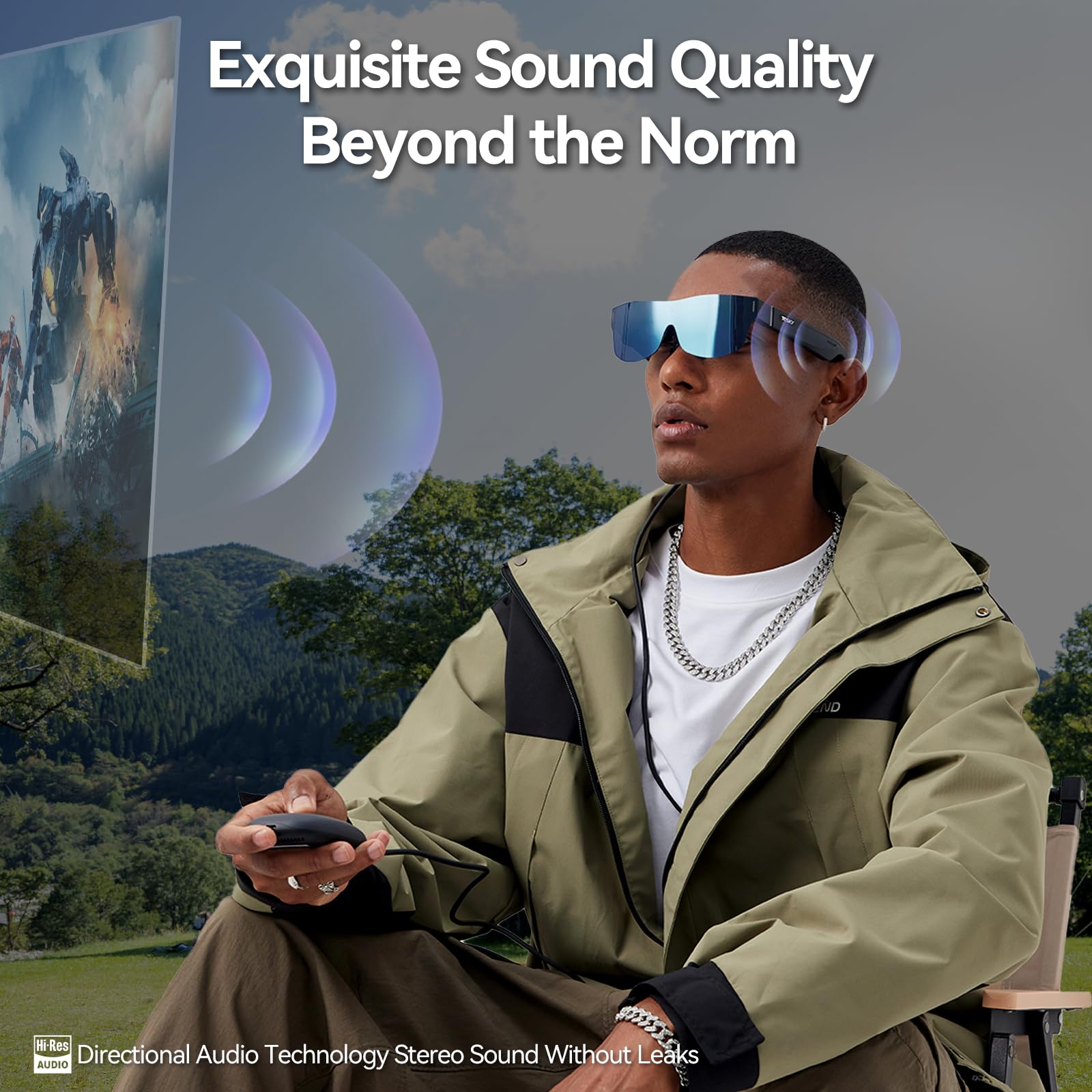 TQSKY T1 AR Glasses with T-Box, Portable Massive 1080P Screen, Built-in 150