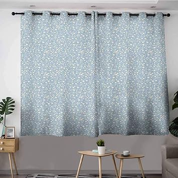 Amazon Com Blackout Curtains Panels Ivory And Blue Star Pattern