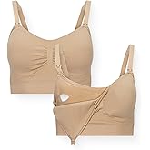 Kindred Bravely Essentials Hands Free Pumping Bra Maternity Nursing, 2 Pack | Seamless wireless breastfeeding bra with clip down cups. Soft stretchy maternity bra that works with standard breast pumps
