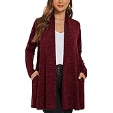 LARACE Open Front Cardigan for Women with Pockets Knit Sweater Plus Size Long Sleeve Tops Fall Clothes Loose Outwear