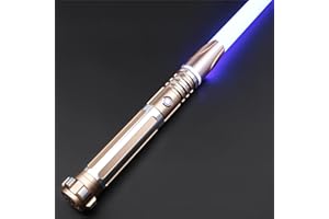 ANASABER Dueling light saber , Motion Control Lightsabers for Adults,Smooth Swing Light Saber with 10 Sound Fonts ,RGB 12 Colors Changeable, Metal Hilt for Halloween Cosplay Party,Birthday Gift, Gold,S9