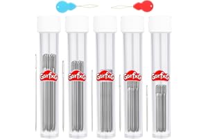 GarfxG 75 PCS Large Eye Sewing Needles, 5 Sizes Sewing Sharp Needles, Leather Needle Embroidery Thread Needle, Stainless Steel Yarn Knitting Needles with Threaders for Hand Sewing Art Crafts