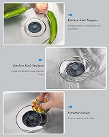 Hibbent Kitchen Sink Strainer and Plug Combo 3-in-1 70-86mm Stainless ABS view 6