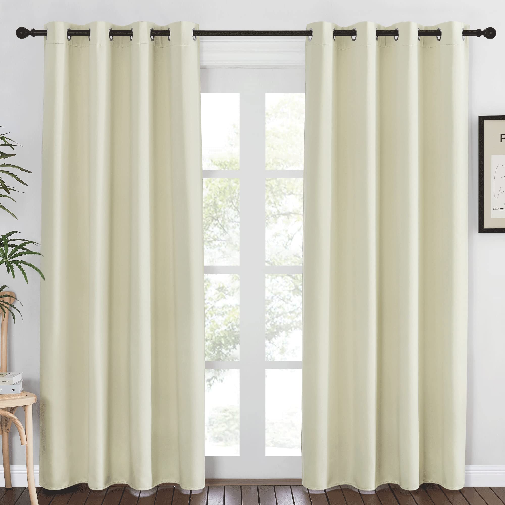 Photo 1 of NICETOWN Blackout Living Room Curtain 84 inches Long - Thermal Insulated Grommet Room Darkening Window Treatment Sound Dampening Drape for Bedroom (Beige, W52 x L84, 1 Panel)