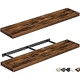 QEEIG Bathroom Shelves 36 inches Long Floating Shelf for Wall 36 x 9 inch Set of 2, Rustic Brown (008-90BN)