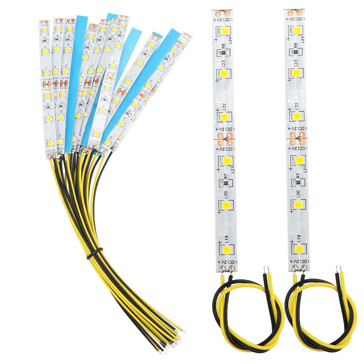 YIXISI 15 PCS 100mm Prewired Strip LED Light, 12V - 18V, 2335 SMD LED, Yellow