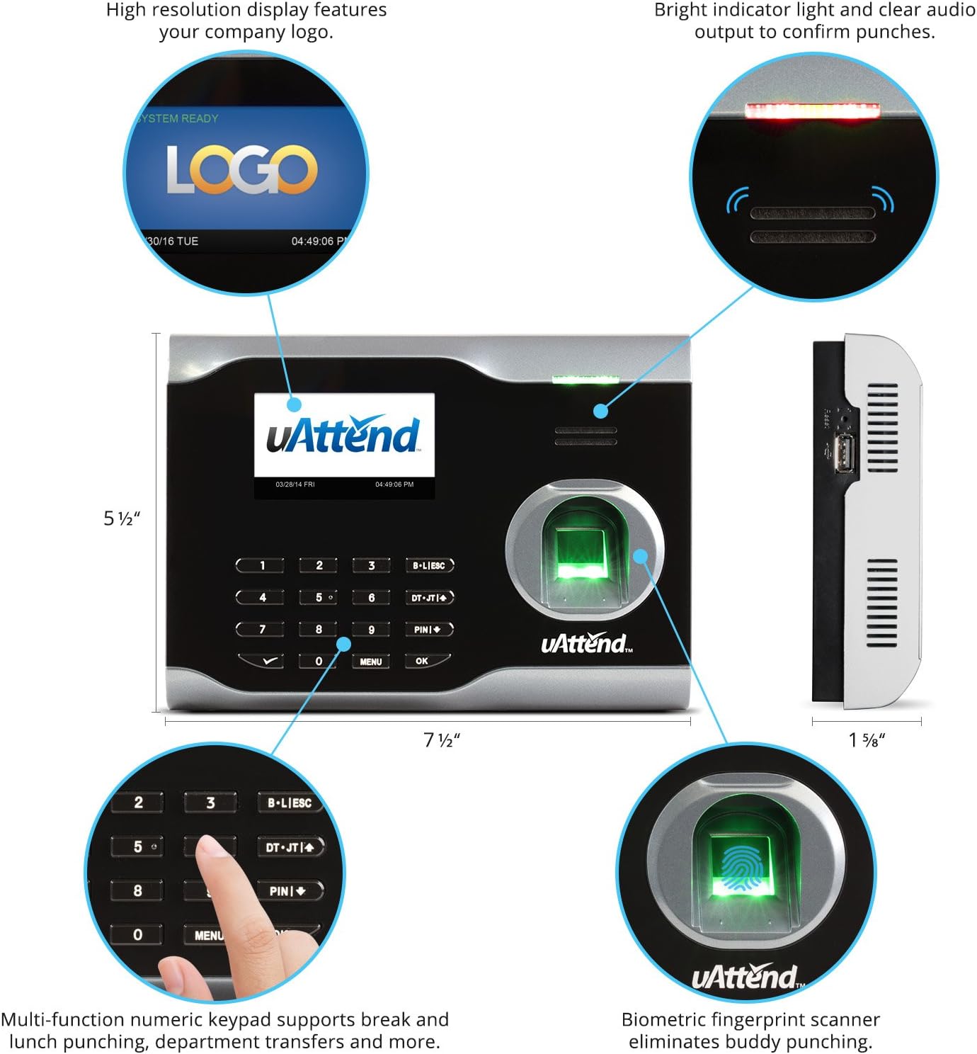 uAttend BN6500 Wi-Fi Biometric Fingerprint Time Clock : Electronics