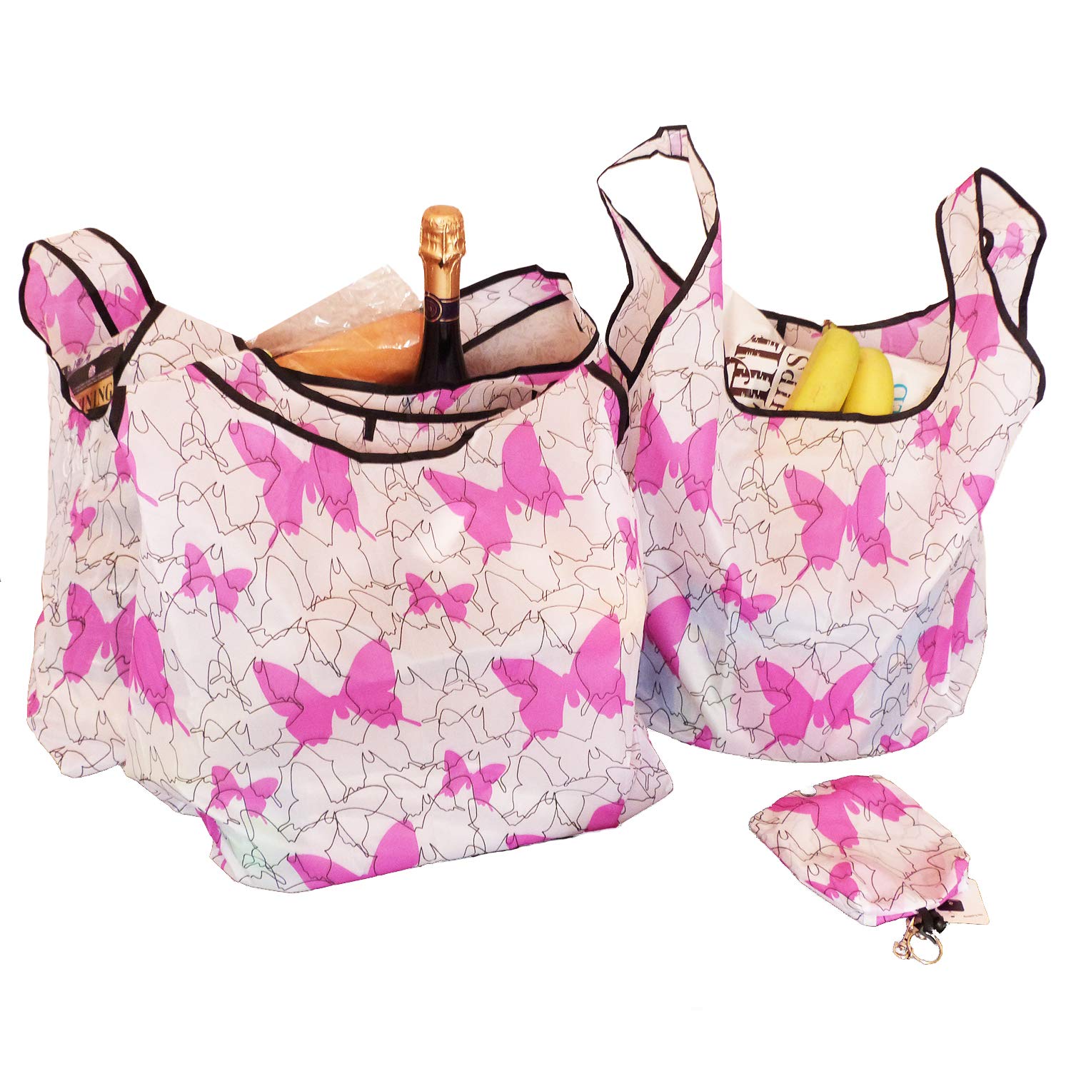 2EzBags, 3 Super Strong Reusable Shopping Bags Foldable in a Pouch with £1 Trolley or Locker Token. 1x 3 Pack in Floral