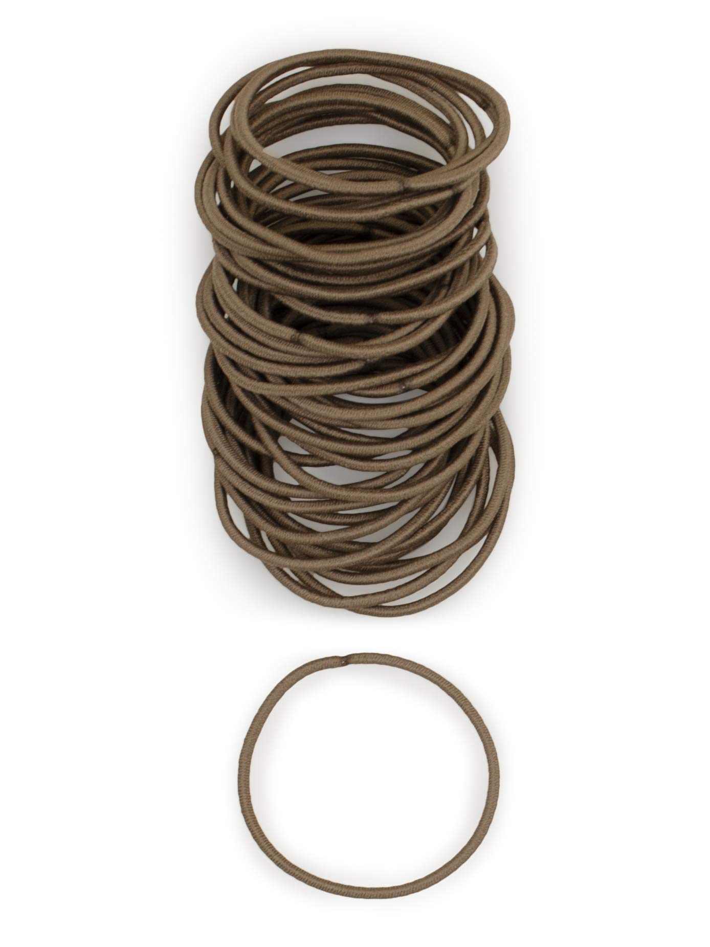 Heliums Thin Hair Bands - Light Brown - 2mm Hair Elastics for Fine Hair, 40 Count, 4.5cm Diameter, Medium Hold Hair Bobbles — image 1