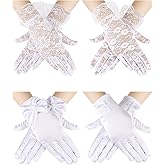 Bencailor Ladies Lace Gloves Elegant Short Gloves Mesh Tea Party Mittens for Women 50s Tea Party Wedding Costume