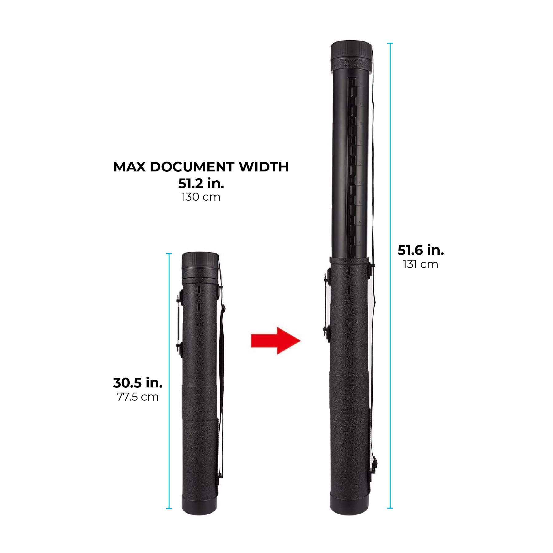 Expandable Poster Tube, Adjustable Water Resistant Case (30 to 49 in, Black)