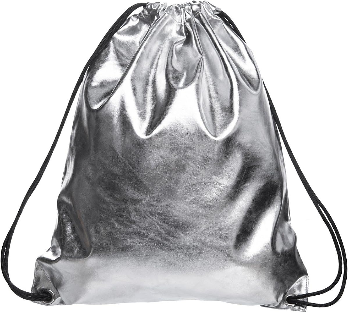 Drawstring Backpack Rucksack School Book Bag Gymbag Silver Holo [010
