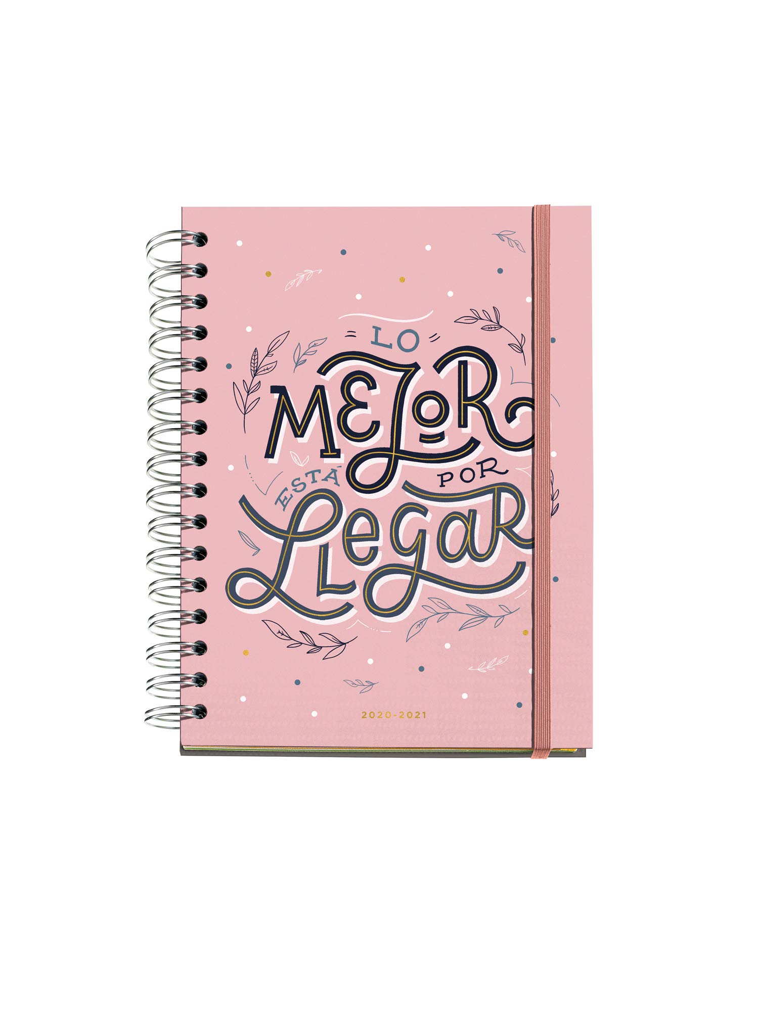 Rigid Spiral School Diary 155x213 mm Week View 2020 Happy Letters Best for Reaching Miquelrius Pink Castilian