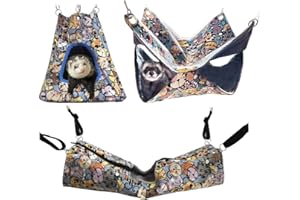 FULUE Ferret Rat Critter Nation Cage Accessories,Ferret Rat Hammock Set Hanging Bed Tent Tunnel for Any Small Animal Bedding