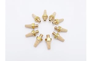 IVLPHA Pneumatic Air Muffler, Sintered Bronze Brass Muffler Filter M5 Male Pneumatic Noise Reduce Air Solenoid Valve Silencer Fitting (Pack of 10)