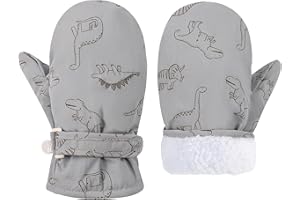 KEOOUA Toddler Mittens Waterproof Toddler Snow Gloves Fleece Lined Toddler Gloves Kids Winter Mittens for Boys Baby Mittens