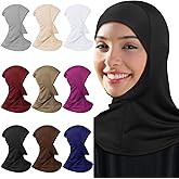 Giegxin 9 Pcs Modal Hijab Cap Adjustable Muslim Stretchy Turban Stretchy Head Scarf Full Cover Shawl Cap for Lady
