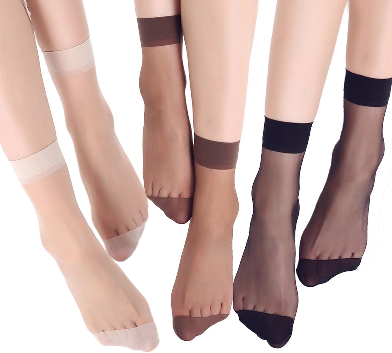8 Pairs Ankle Sheer Mesh Crystal Transparent Socks, Women Girls Lace