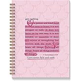 BAYOGITA Pink Christian Decor Notebook - Pink Bow Bible Verse Journal, Religious Spiral Notebooks, Coquette Bow Preppy School Supplies Notebooks, Preppy Christian Gifts, Coworker Gifts, 5.5x8.3 Inches