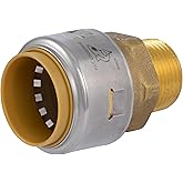 SharkBite Max 1 Inch x 3/4 Inch MNPT Adapter, Push-to-Connect Brass Plumbing Fitting, UR142A