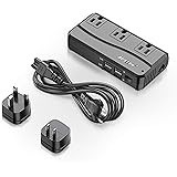 BESTEK Universal Travel Adapter 220V to 110V Voltage Converter with 6A 4-Port USB Charging and UK/AU/US/EU Worldwide Plug Ada