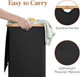 Lifewit 100L Laundry Basket with Lid Bamboo Handles Removable Bag Black view 7