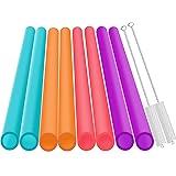 Extra Wide Reusable Smoothie Straws, Great for Bubble Tea, Boba Tea and Milkshakes, 10.25 Inches Long, 10 Pieces Jumbo Eco Fr