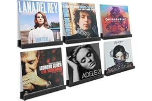 Heimera Vinyl Record Shelf Wall Mount, 6 Pack 12 inch Album Record Holder Display, Wood Floating Shelves for Wall Decor, Album Shelves, Kids Bookshelf, Magazine Rack, Black